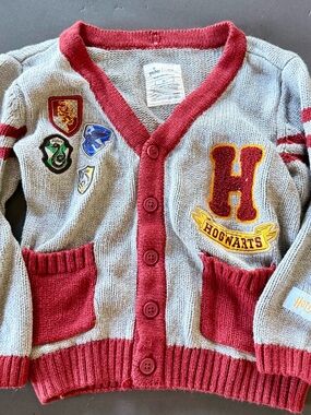 Little Sleepies Hogwarts Gray and Red Knit Cardigan Sweater